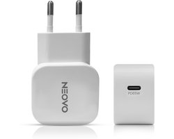 NEOVO USB-C Oplader 65W – iPhone 18/17/16/15 Oplader & Samsung Oplader – GaN USB-C PD PPS snellader – Snellader Adapter voor iPad, MacBook, Galaxy, Tablets & Laptop – Wit