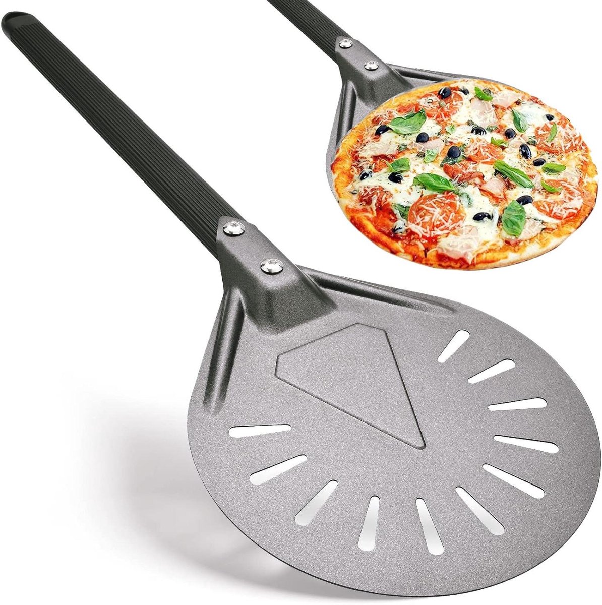 Pizza Schep - Pizza Schep - Pizza Bakken - Geperforeerd Ontwerp - 8 Inch Rond - Grijs