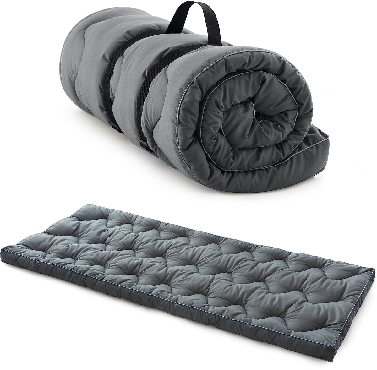 ONF3 - Dikke slaapmat - Campingmatras - Gewatteerd comfort - 190 x 75 cm - Draagbaar en lichtgewicht - Perfect voor kamperen - Grijs