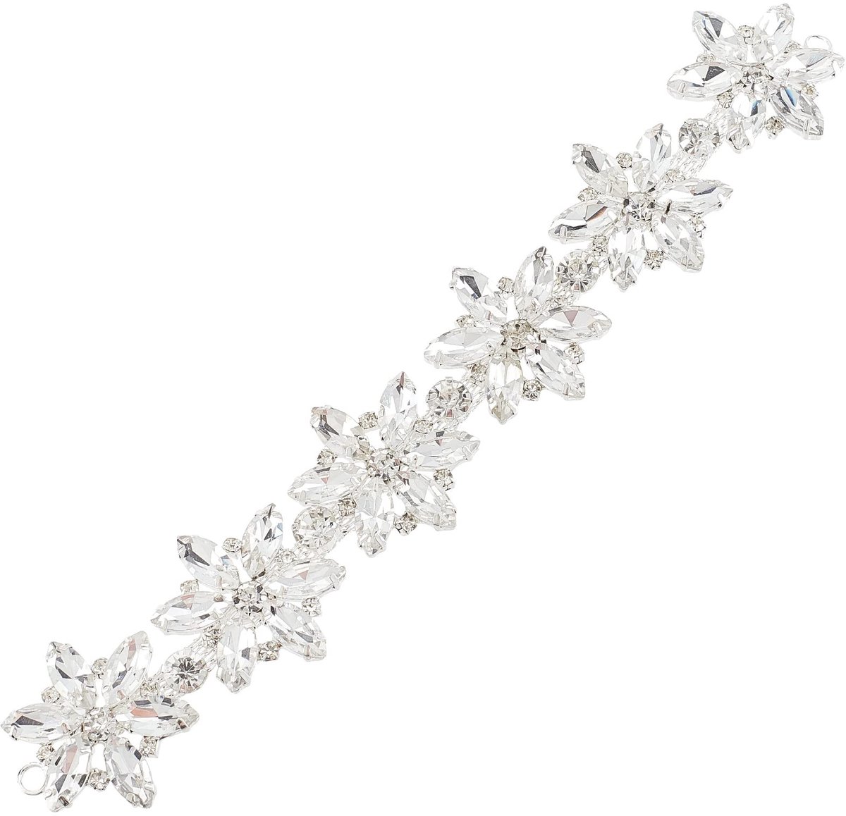 ONF3 - Glanzende Bloem Glas Strass Kraag Sierlijst - Decoratieve DIY Toepassing - Platina - Kristallen Ketting - Geschikt voor Schoenen Riemen T...