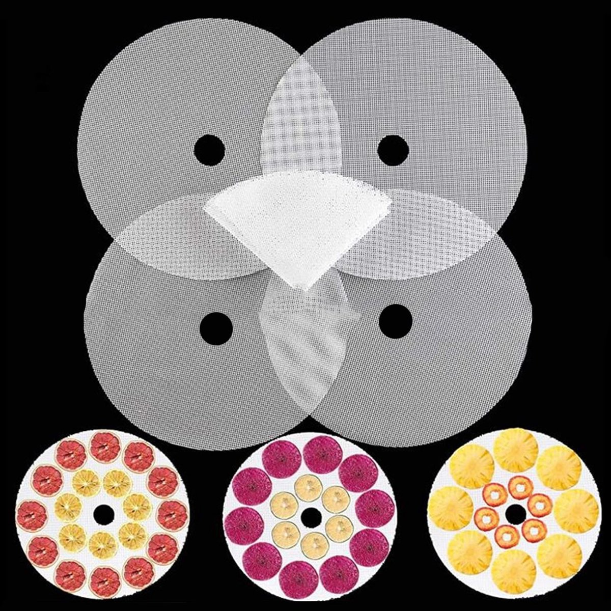 aladdien - Ronde Siliconen Dehydrator Bladeren - Herbruikbare Stoommatten - 33 cm - Anti-aanbak - Droogfolie voor Fruitdehydrator - Geschikt voor Vo...