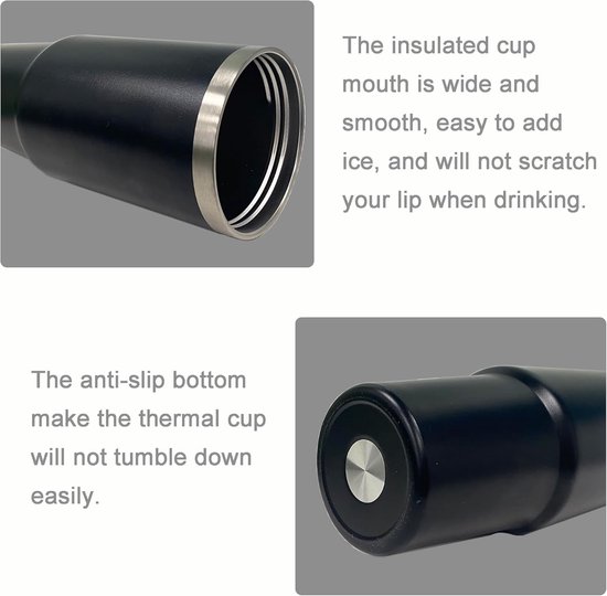Reismok met handvat - Geïsoleerde beker - Warme drank meenemen - Lekvrij ontwerp - 600ml capaciteit - Zwart — afbeelding 2
