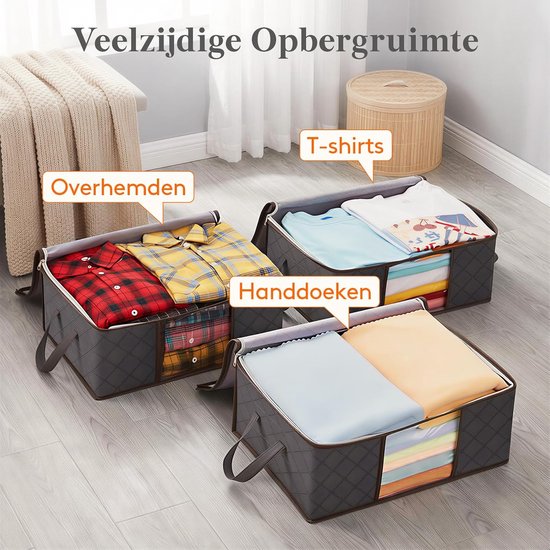 Opbergzakken Kleding - Opbergdozen Set - Ruimte Besparen - Ademend Materiaal - 4 Stuks 36L - Grijs — afbeelding 3