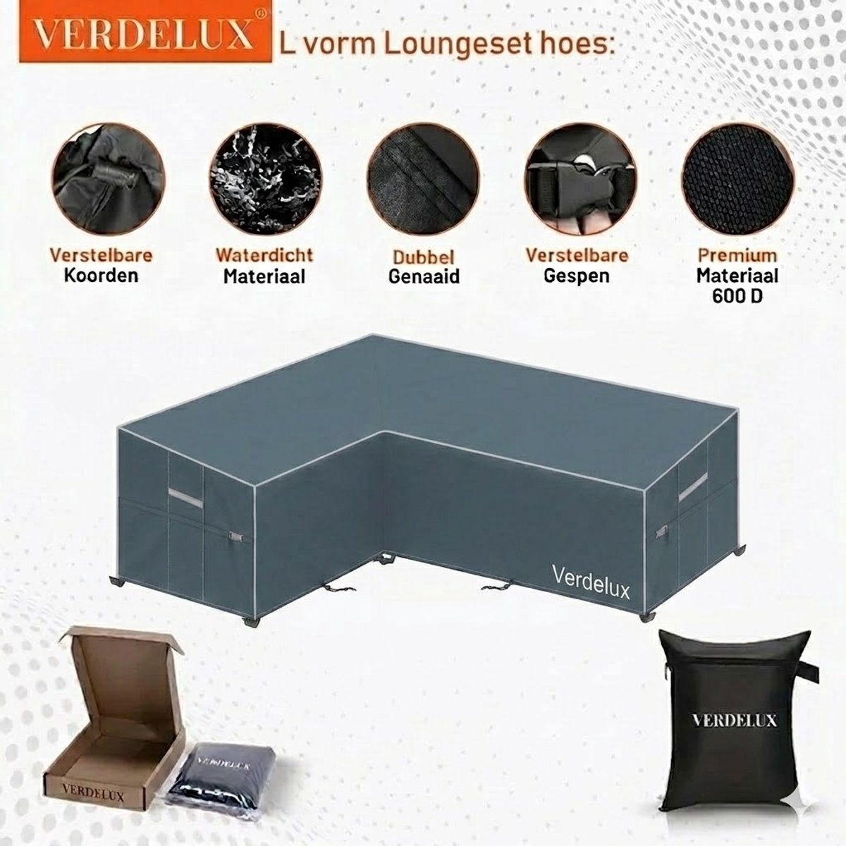 Verdelux Tafelhoes Tuintafel 255x255x90 cm Antraciet