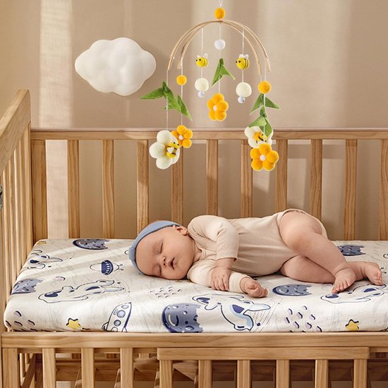 Wiegmobiel - Hangend ornament voor de wieg - Thema: bloemen en bijen - Hangend speelgoed voor de wieg - Een geweldig hulpmiddel om je baby te kalmeren, geschikt voor wiegjes — afbeelding 2