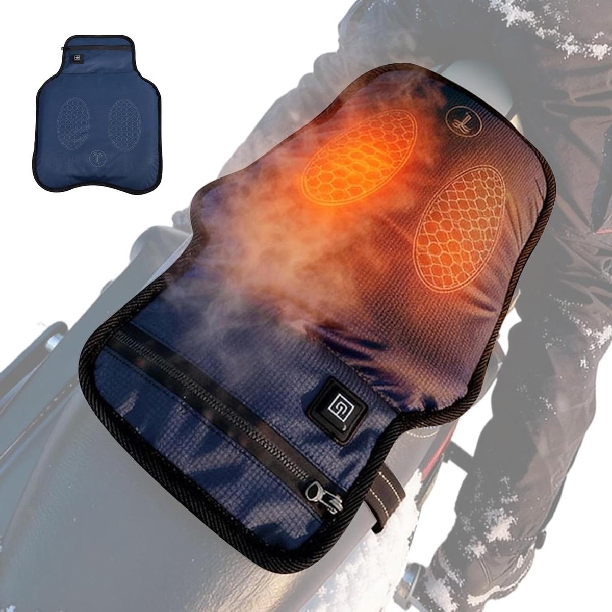 Verwarmd Motorzadel - Zadelhoes Verwarming - Comfortabel Rijden - Drie Warmtestanden - 35 x 32.8 cm - Zwart