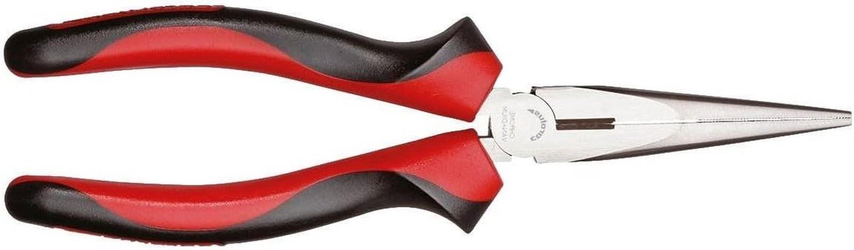 Platte Ronde Tang - Langbek Tang - Precisiewerk - Langsgetande Grijpvlakken - 200 mm - Rood