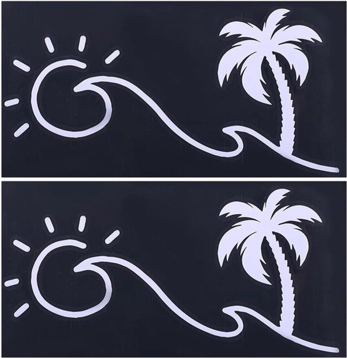Zonsondergang afbeeldingen en stickers - Muursticker met palmbomen en zon - Waterdichte reflecterende kokosboom sticker - Auto decoratie met zon - Geschikt voor vrachtwagens en muren