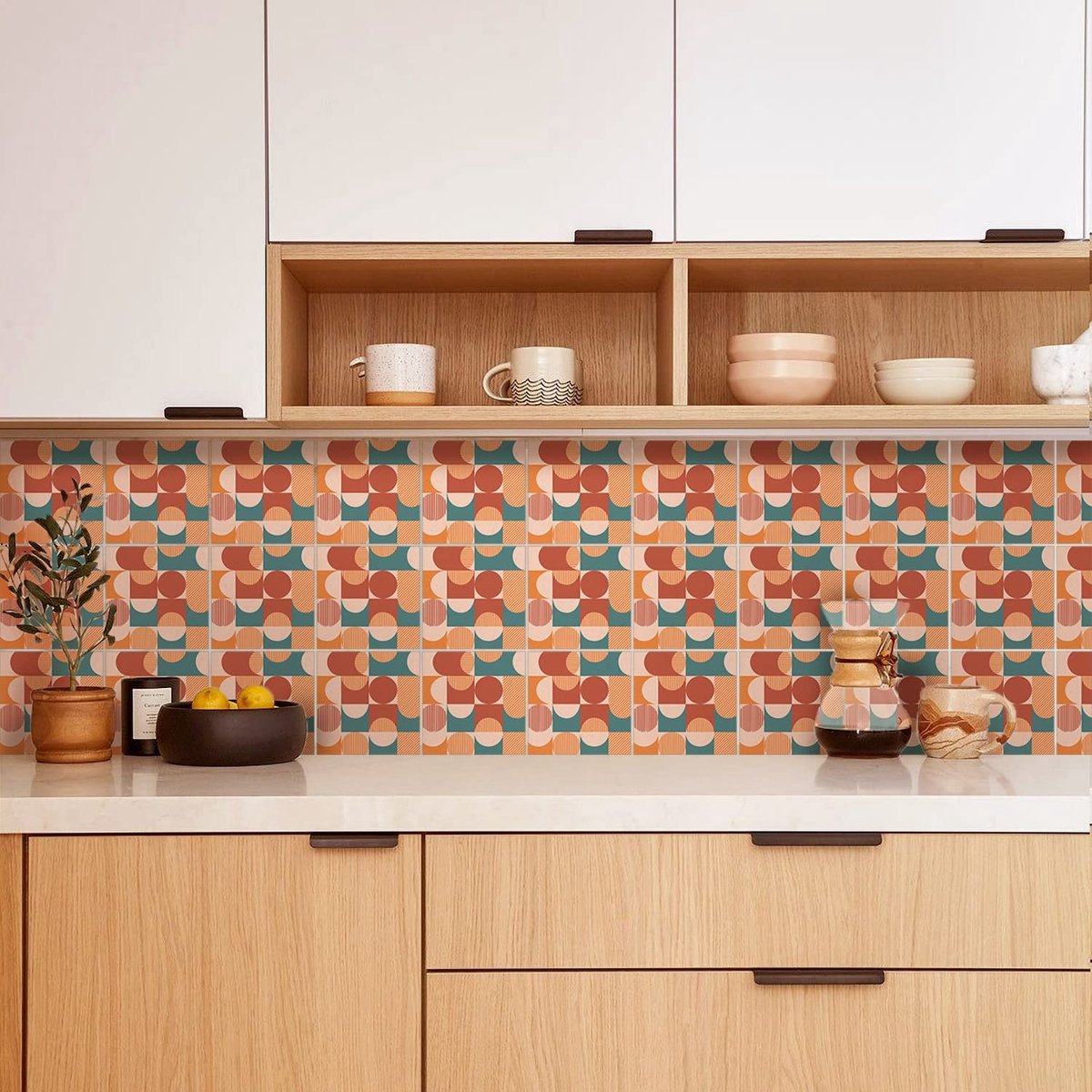 aladdien - Waterdichte vinyl tegelstickers - Zelfklevende backsplash stickers - 20 x 20 cm - Boho-stijl - Muurstickers voor keuken en badkamer