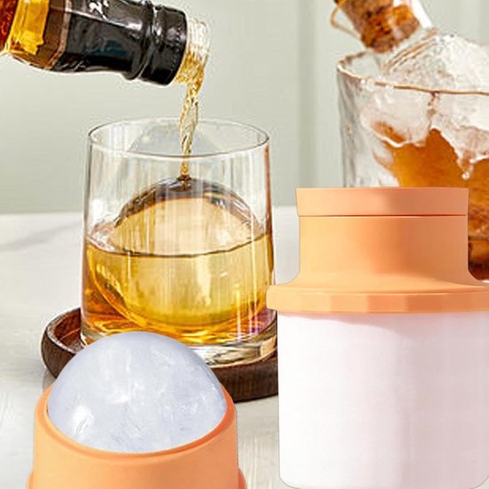 IJsballen Maker - IJsvorm Bekers - Dranken Koelen - Luchtdicht Deksel - 10x10x13 cm - Wit — afbeelding 5