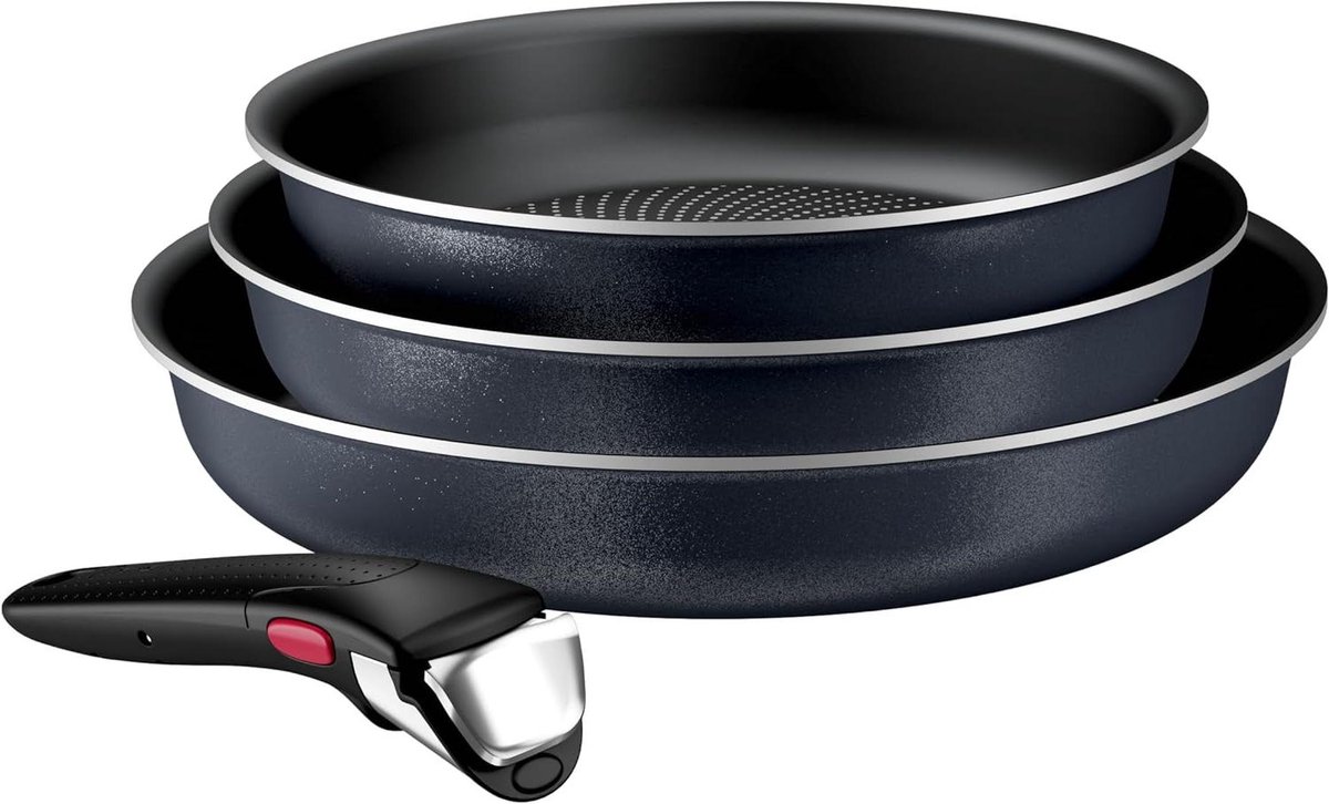 Kookgerei Set - Pannen Set - Koken & Bakken - Verwisselbare Handgreep - 22/24/28 cm - Donkerblauw