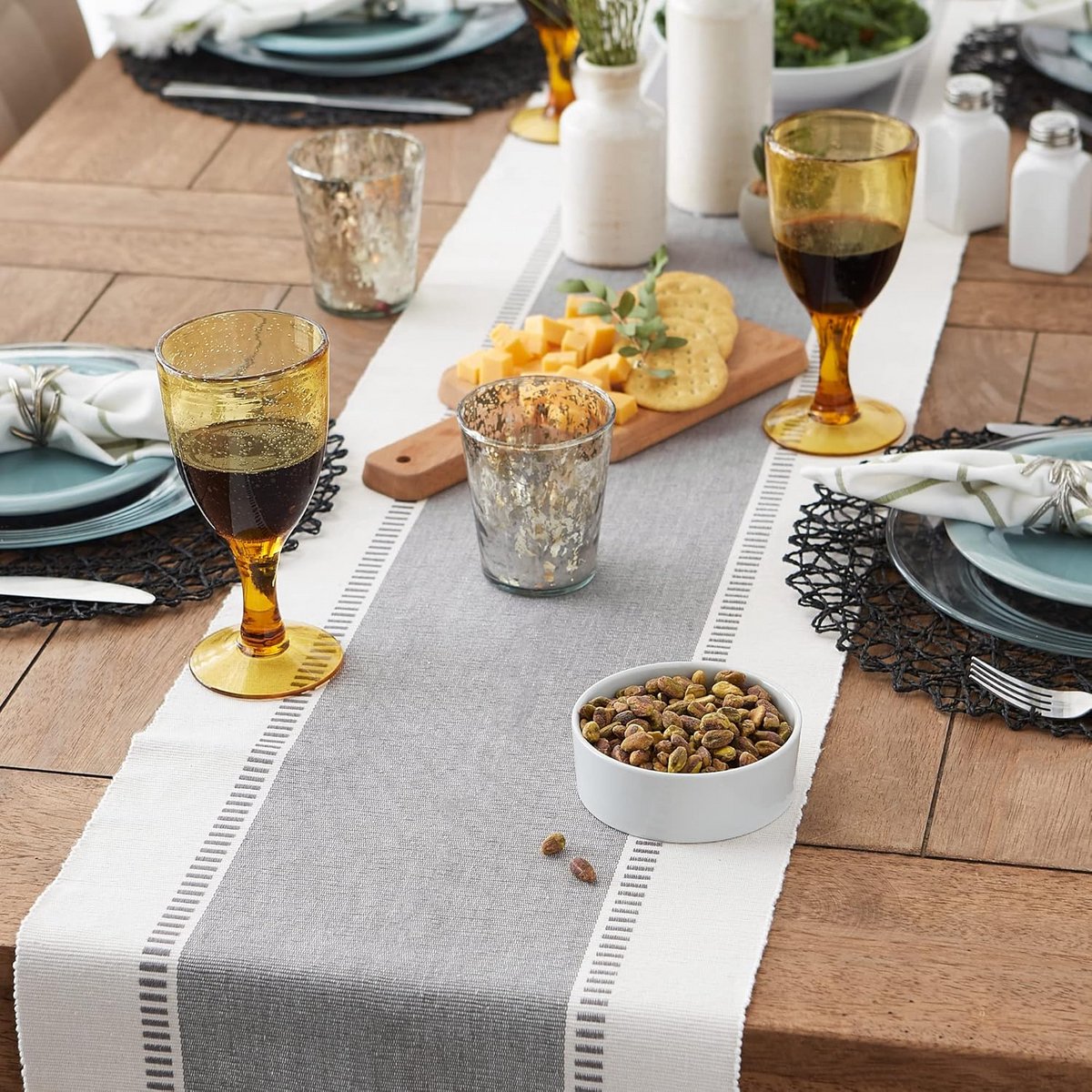 DII Woven Table Runner, Cotton, Cool Gray, 13x72