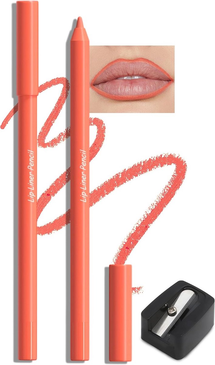 2x Watervaste Matte Lipliner Set met Slijper - Langhoudende, 'Mudproof' Lipcontourstift