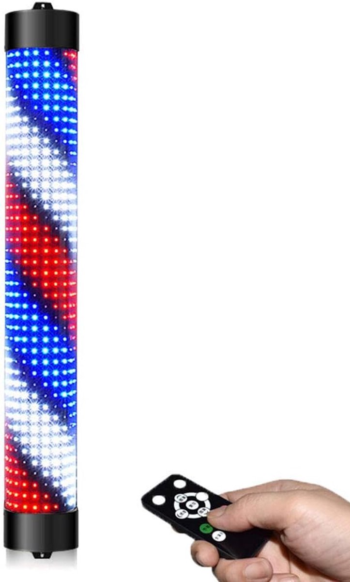 Kapperpaal Licht - Kapsalon Bord - Buiten Verlichting - Roterende LED Strips - Halfrond Design - Blauw