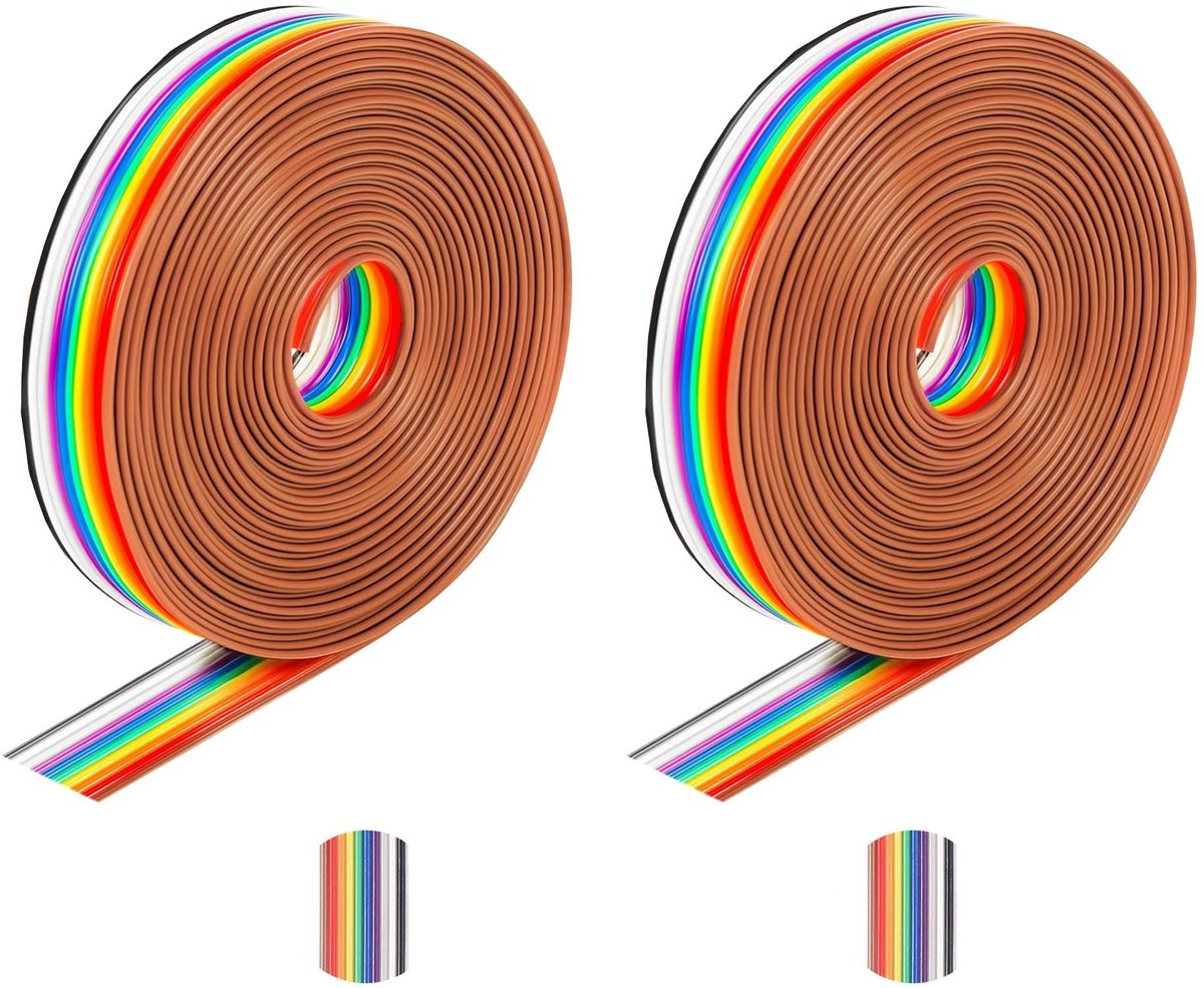 ONF3 Rainbow Color platte kabel - 10 pins - Geschikt voor breadboard - regenboogdraad - 5 meter - Veelzijdige jumper kabels