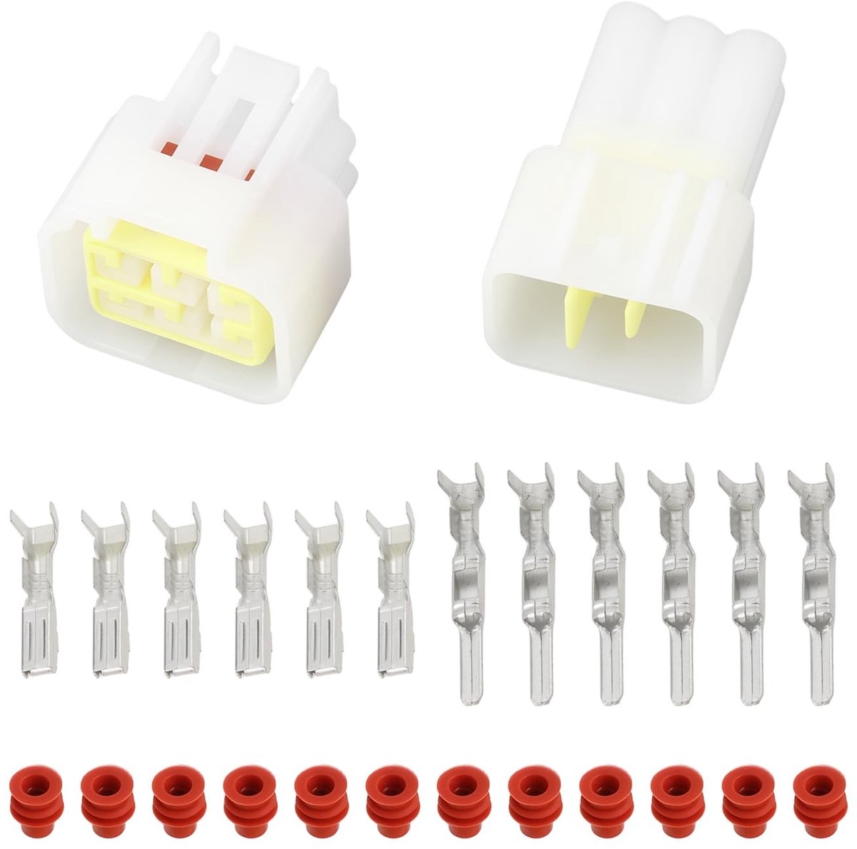 aladdien - 6 Pin Waterdichte Elektrische Connector Kit - Vervangingsset - Compact - Geschikt voor Auto Motorfiets - Inclusief connectoren