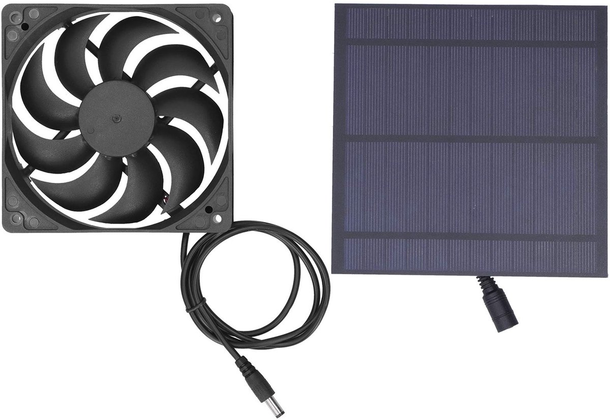 SPHProducts - Zonnepaneelkit - Monokristallijn Silicium - Draagbaar en efficiënt - 5 Watt - Voor kassen en dierenhokken - Inclusief ventilator - Handi