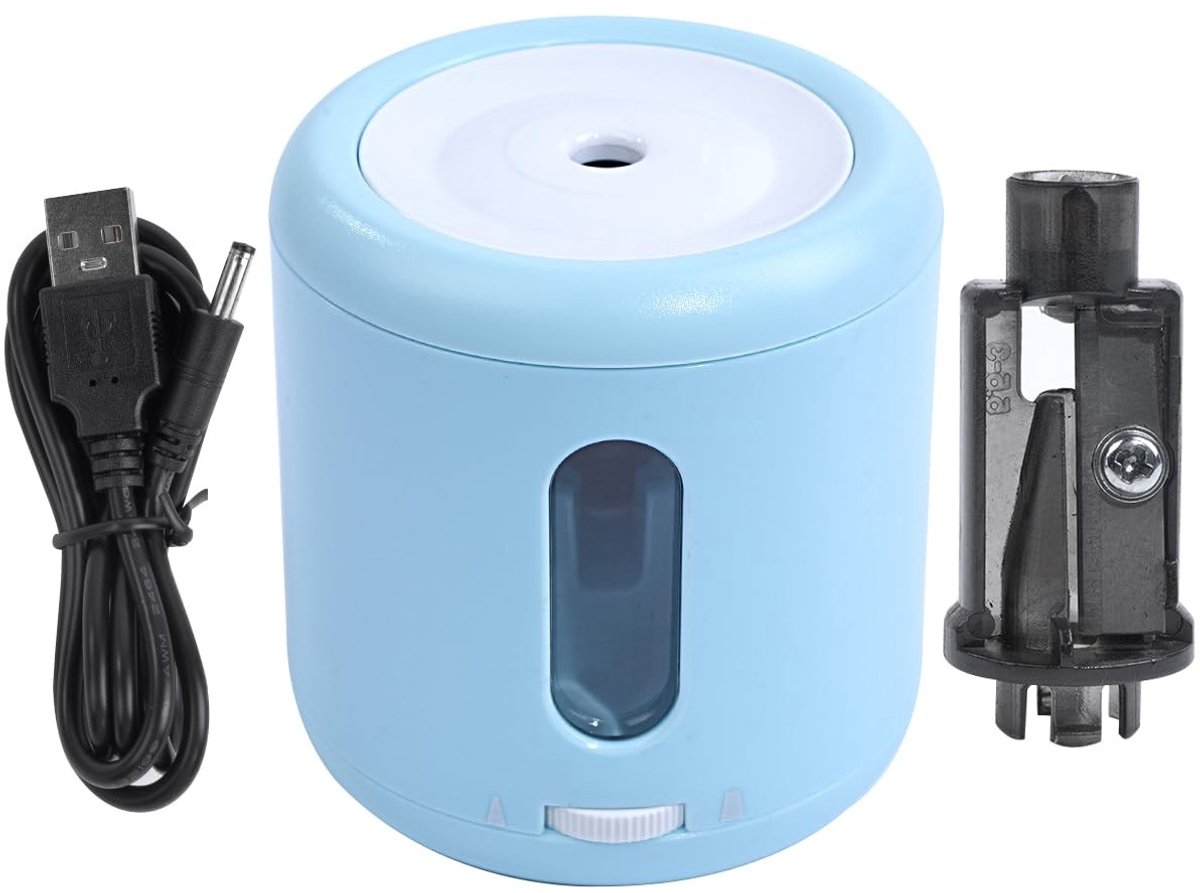 ONF3 - Elektrische Puntenslijper - Automatische Puntenslijper - Blauw - Geschikt voor 6-8 mm potloden - Ideaal voor school en thuis