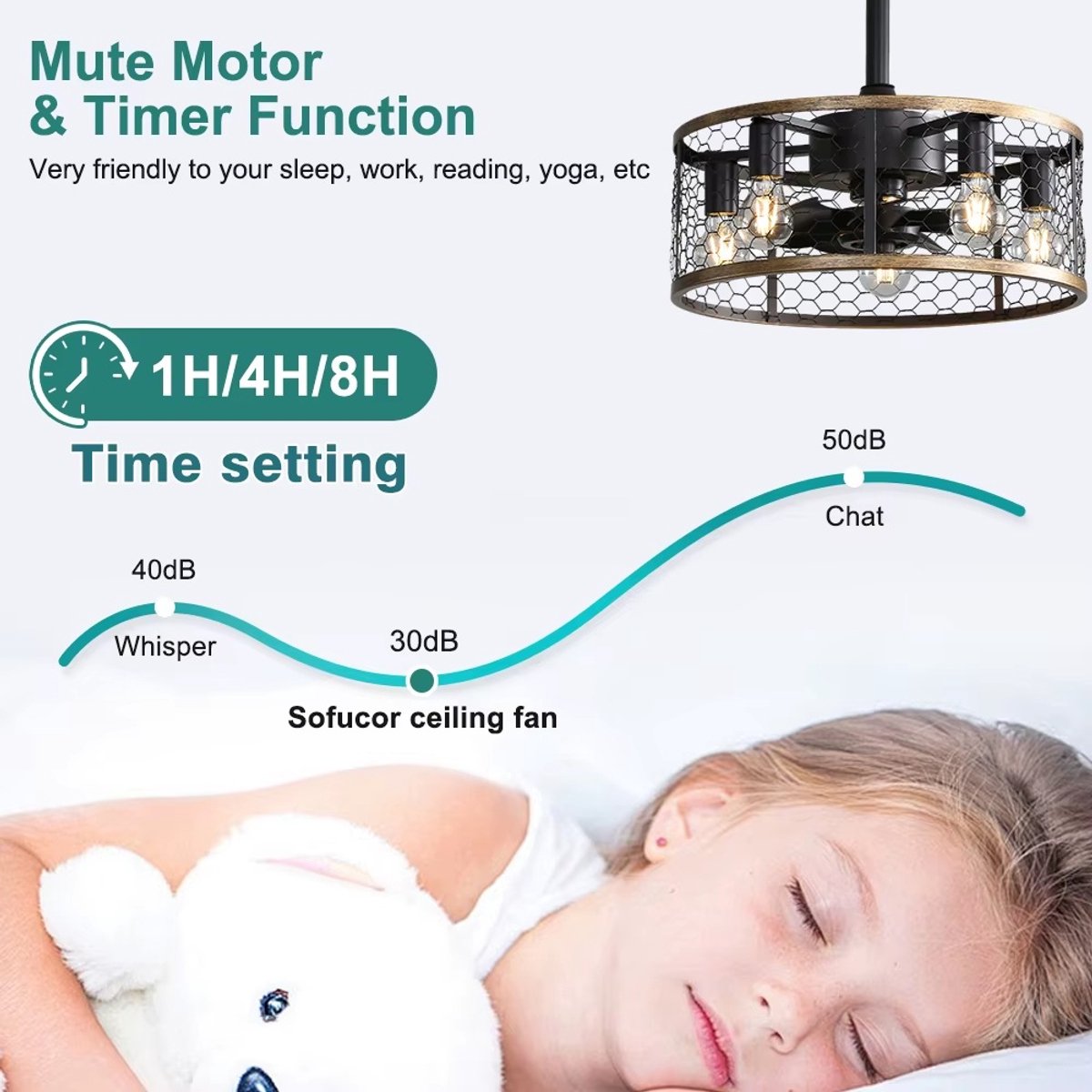 Equivera Plafonniere met Ventilator - Plafondventilator - Plafondventilator Afstandsbediening - Plafondventilator Slaapkamer - Plafond Ventilator met Verlichting - Plafondlamp - Plafonniere - Ideaal voor in uw slaapkamer! thumbnail 4
