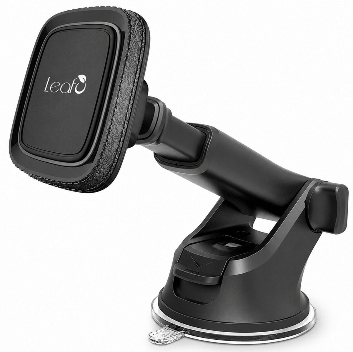 LeafU Telefoonhouder Auto Magnetisch – Voor Dashboard, Raam & Ventilatierooster – 360° Draaibaar – Verstelbare Arm – Sterke Zuignap – Voor Telefoon & Tablet tot 8 inch