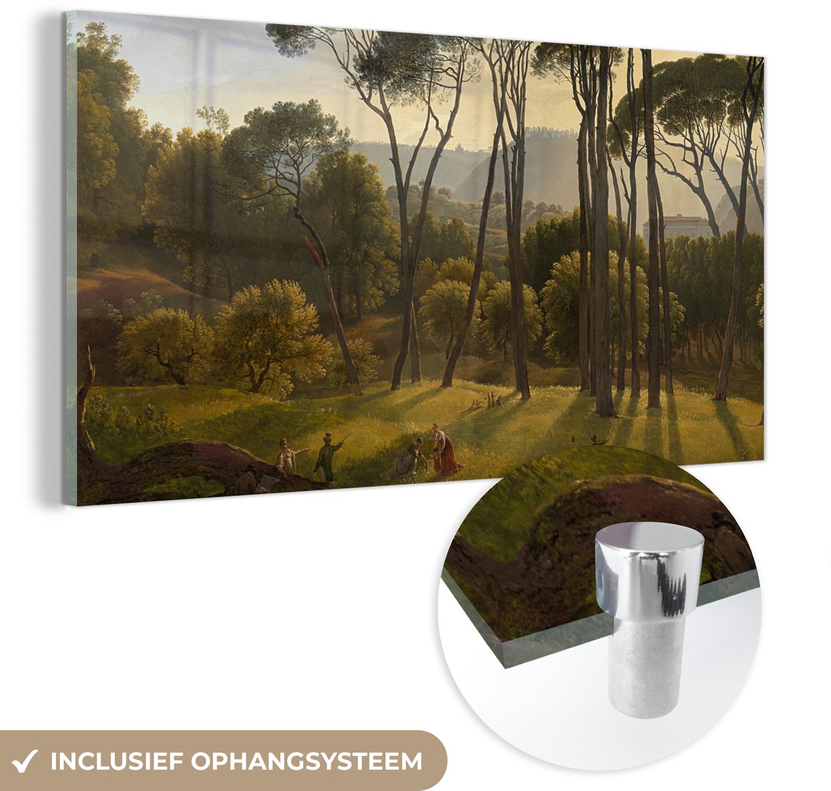 ® Glasschilderij 40x20 cm - Schilderij acrylglas - Italiaans landschap met parasoldennen -