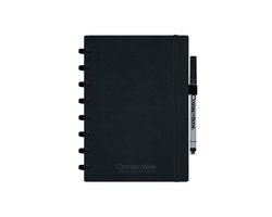 Correctbook A5 Uitwisbaar Notitieboek – Ink Black Kunstleer Hardcover – Blanco – Herbruikbaar schrift – Inclusief pen & wisdoekje – Aanvulbaar met extra pagina’s