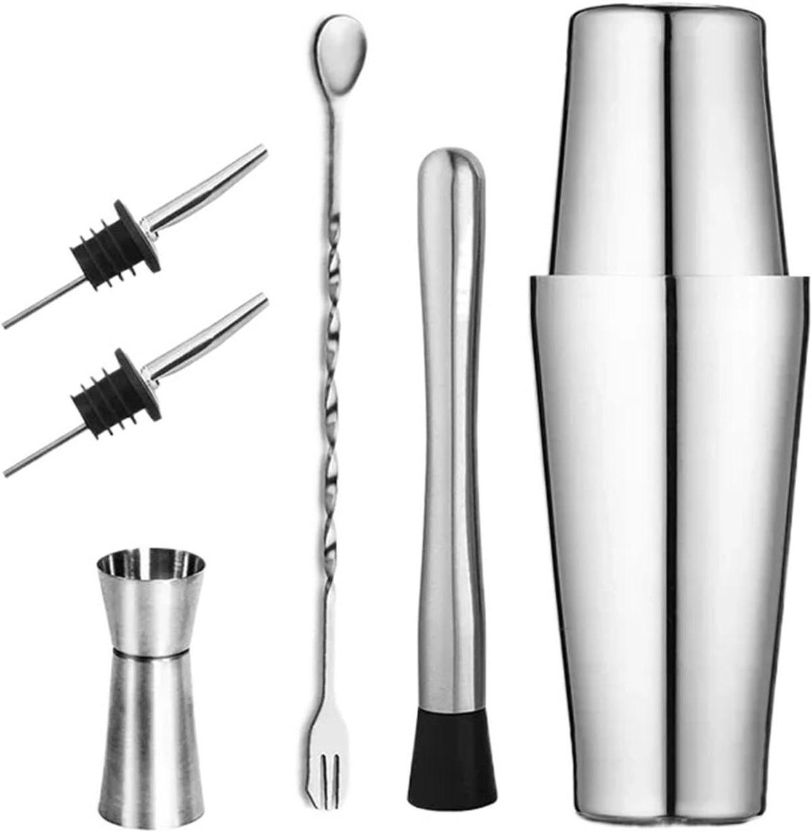 Cocktailshaker set - Mixer drankjes - Drankjes maken - Vaatwasmachinebestendig - 750 ml - Zilver