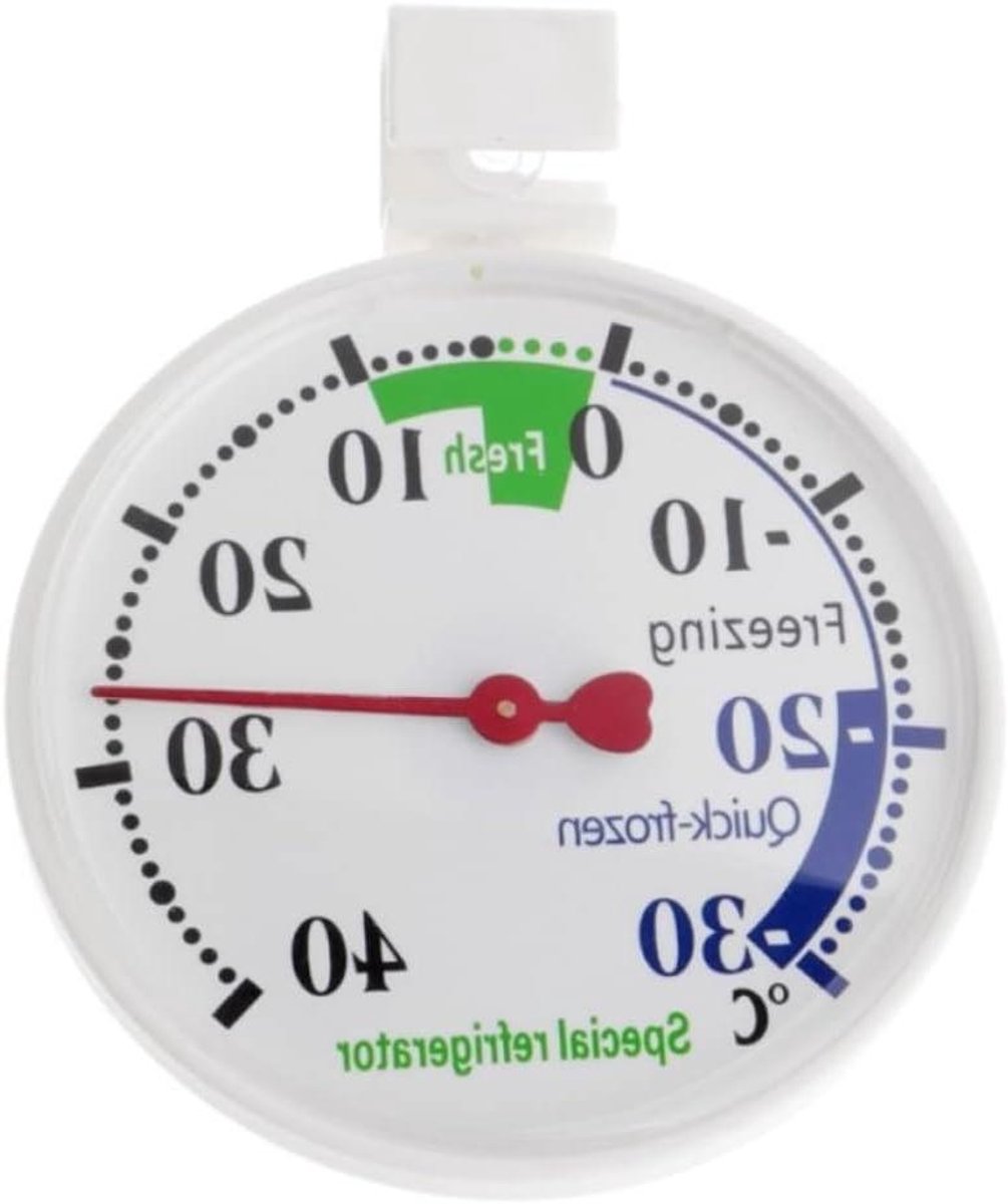 Koelkast Vriezer Thermometer - Temperatuur Meter - Nauwkeurig Meten - Grote Wijzerplaat - 65 cm Diameter - Wit
