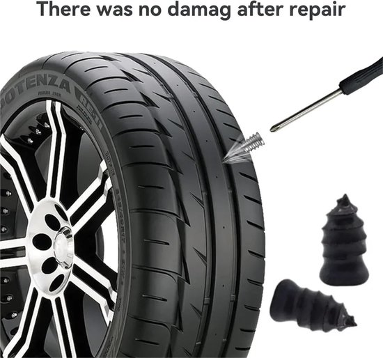 Bandenreparatieschroeven - Rubberen nagels - Lekke banden repareren - Snelle doe-het-zelf oplossing - 4 stuks - Zwart van Merkloos — afbeelding 5