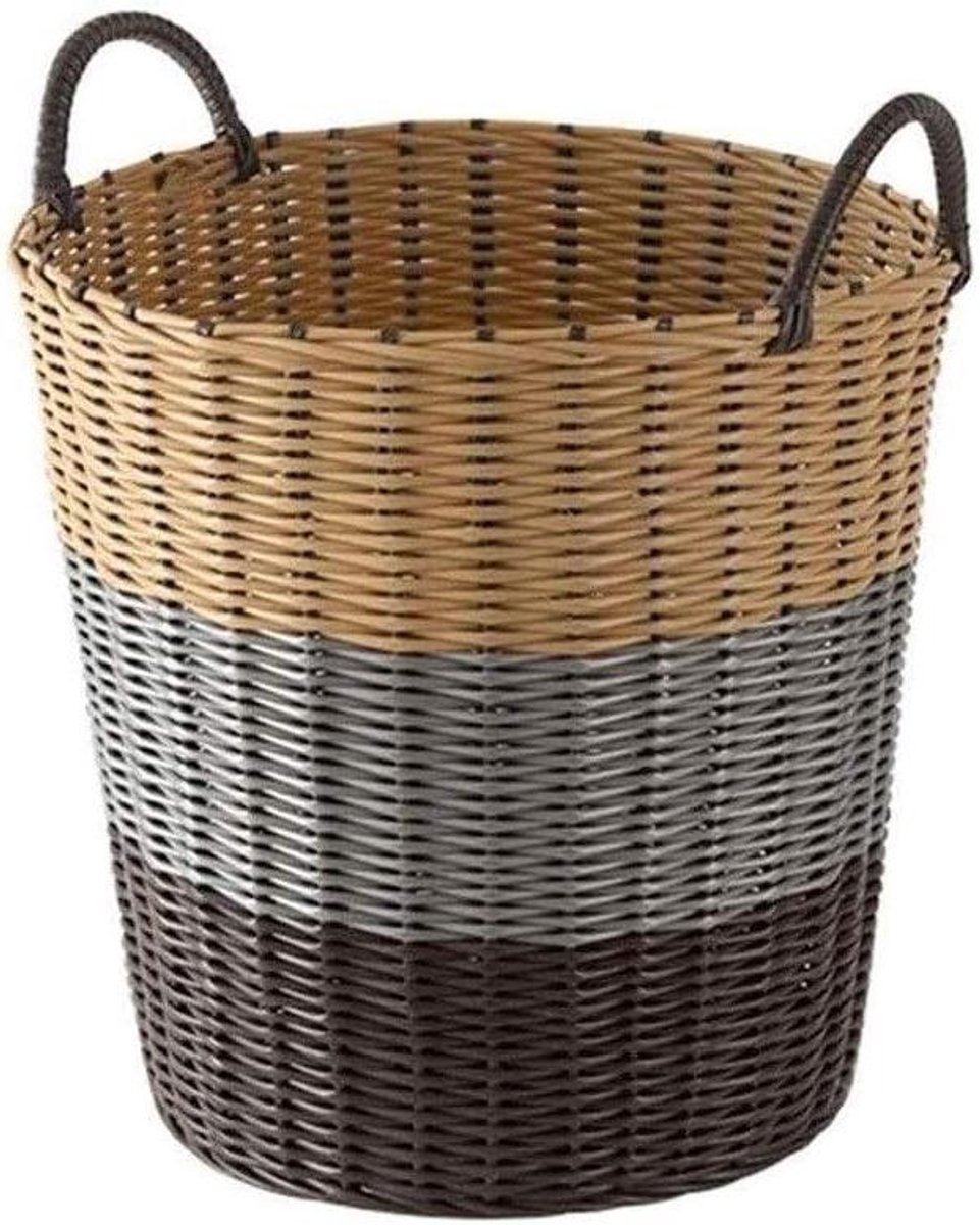 Grote wasmand - Rotan mand - Kleding sorteren - Geïntegreerd design - 45 liter - Bruin