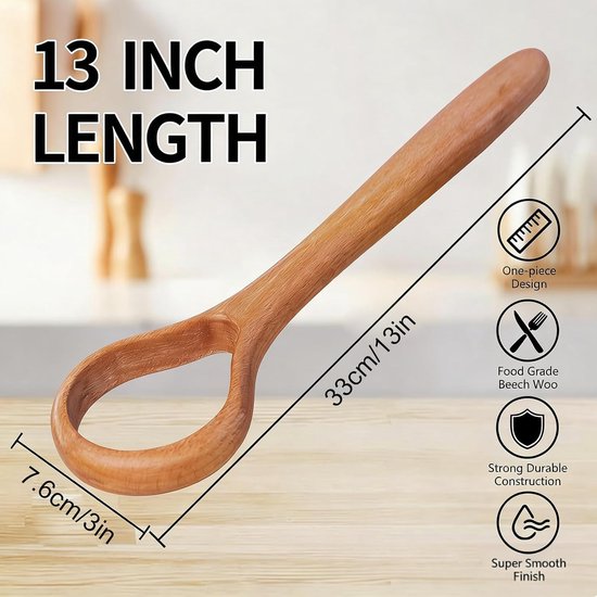 Deegmixer Hout - Kneedgereedschap Keuken - Bakken Ingrediënten Mengen - Robuuste Monoblockconstructie - Niet Gespecificeerd - Natuurlijk Hout van Merkloos — afbeelding 3
