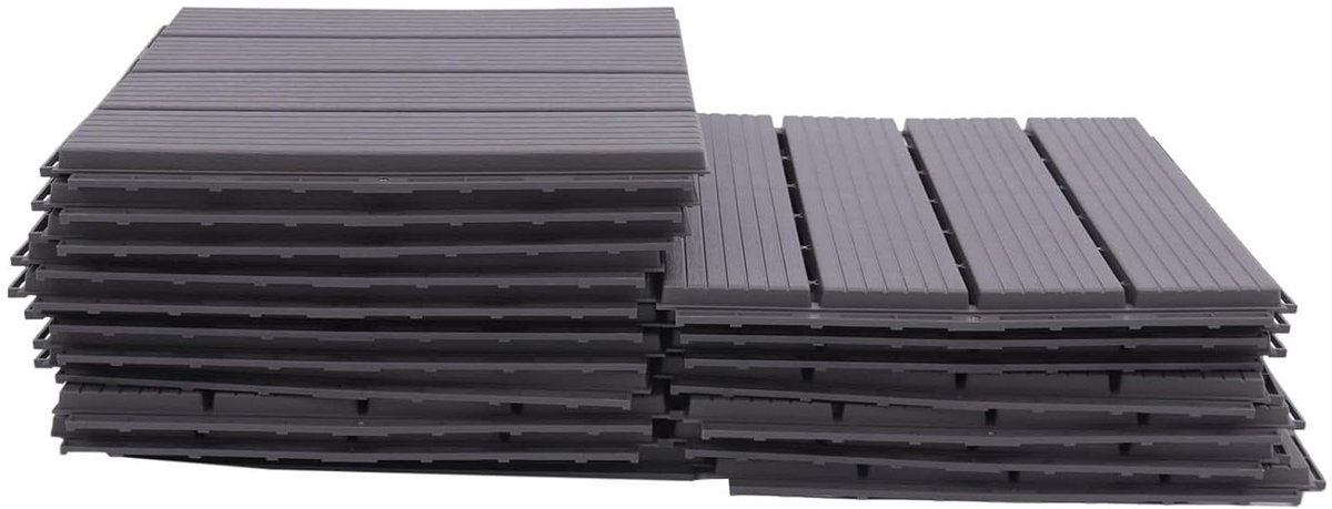 Balkontegels Kunststof - Terrastegels Drainage - Buiten Vloer Leggen - Waterdoorlatend Kliksysteem - 30 x 30 cm - Bruin