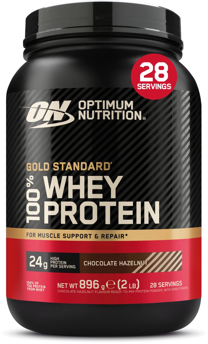 Optimum Nutrition Gold Standard 100% Whey Protein - Eiwitpoeder - Eiwitshake / Proteine Shake - Chocolade Hazelnoot Smaak - 908 gram (30 shakes) - 1 Pot