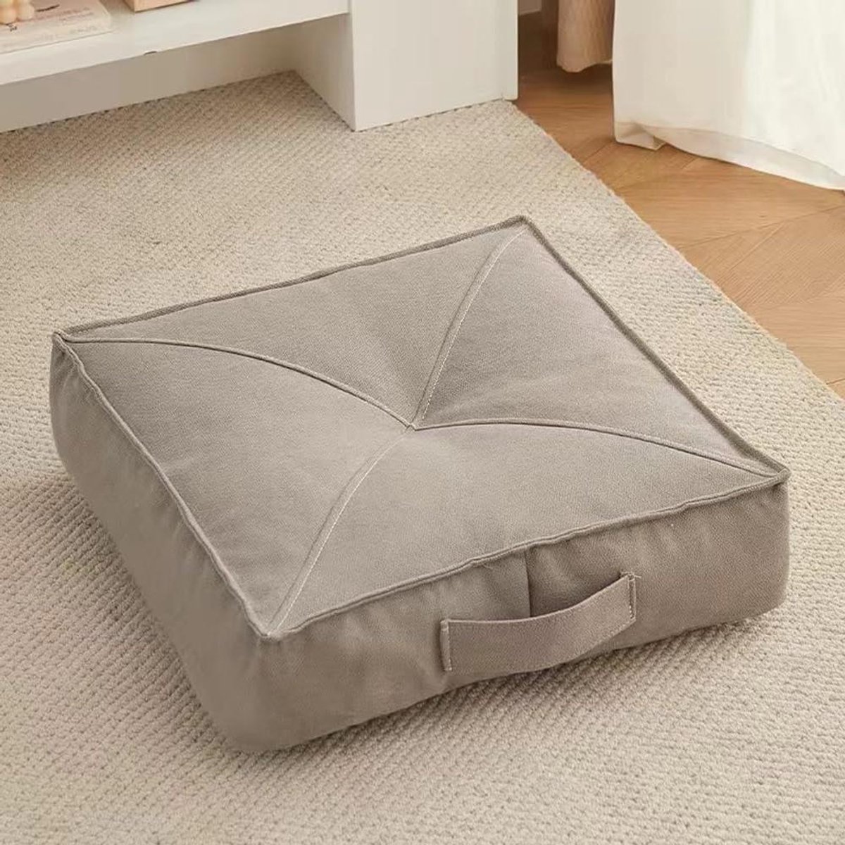Zitkussen Katoen - Comfort Kussen - Lang Zitten - Extra Dik - 60x60x15cm - Licht Grijs