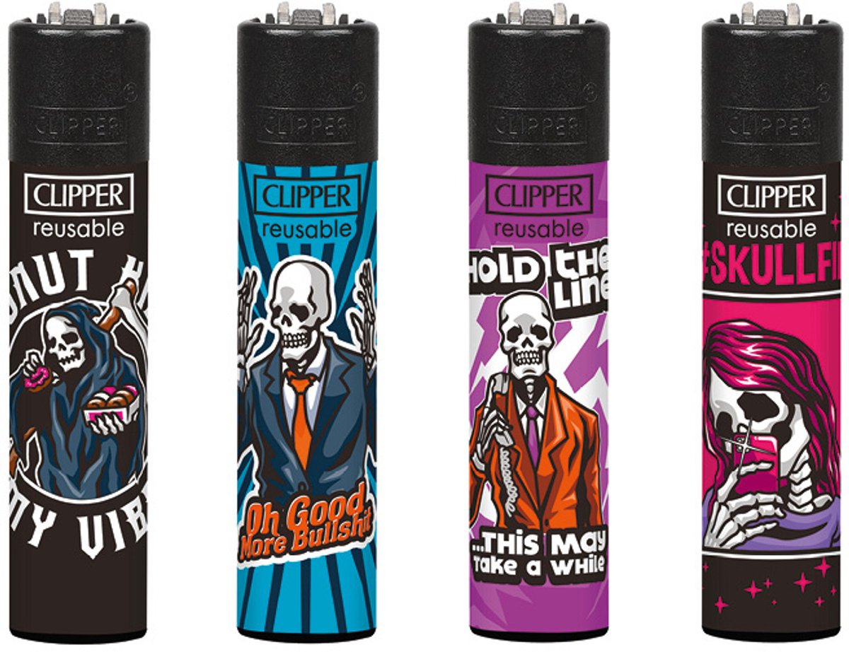 Clipper - Classic Large - Aanstekers "Skull 23" - (4 Stuks)