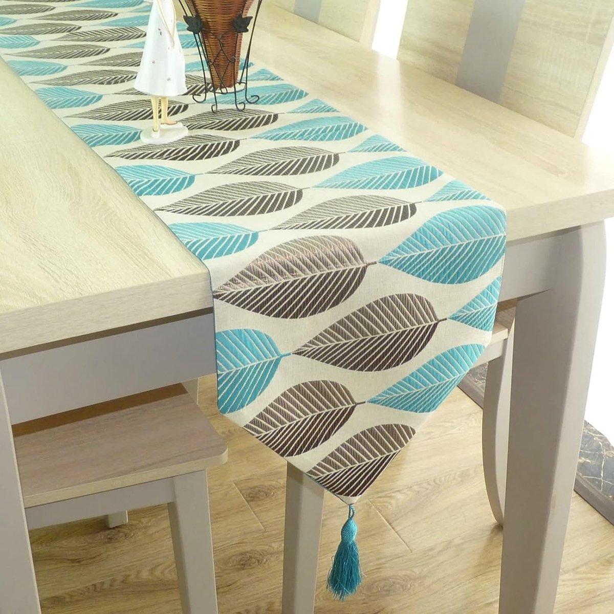Tafelloper - Kerstdeken tafel - Tafeldecoratie - Linnen katoen - 32 x 120 cm - Blauw