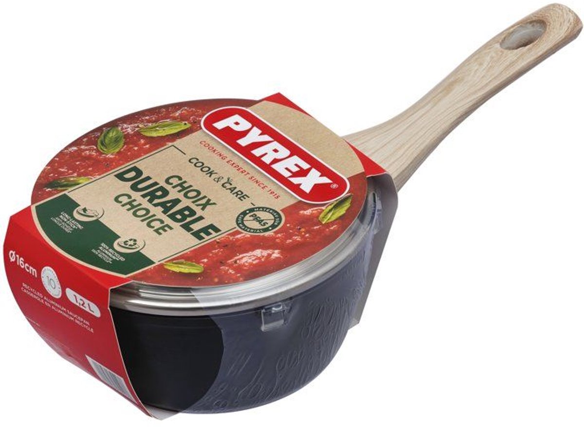Kookpan met deksel - PYREX - Cook & Care - 16 cm - Anti-aanbaklaag - Geschikt voor inductie - PFAS-vrij