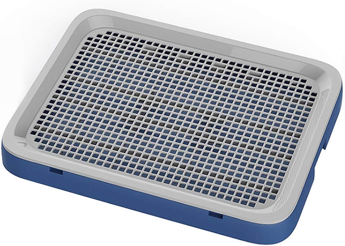 Honden Toilet - Plasbak Puppy - Zindelijkheidstraining - Verhoogd Ontwerp - 50x36cm - Blauw Wit