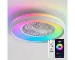 FlinQ LumiFan XL Ø60 cm Smart Plafondventilator met Verlichting - Lamp met 16 Miljoen Kleuren -…