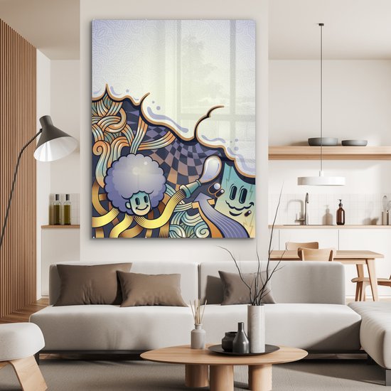 ® Glasschilderij 120x160 cm - Schilderij acrylglas - Een gedachtengang in creatieve uitdrukkingen in urban art - Foto op glas - Muurdecoratie woonkamer - Wanddecoratie slaapkamer - Schilderijen
