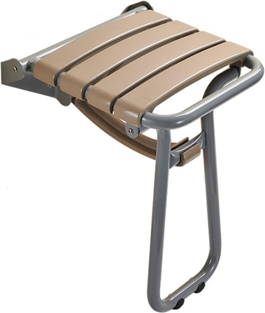 Vouwbare Douchezitting - Opvouwbaar Zitje - Douchen met Comfort - Ruimtebesparend Wandmodel - Tot 300kg - Bruin