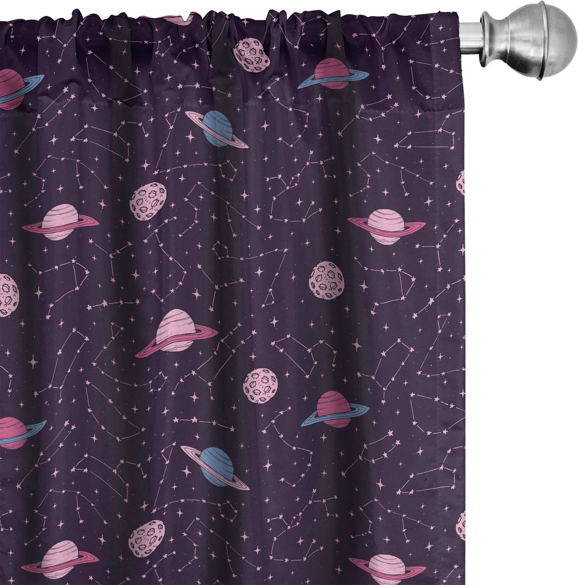 ABAKUHAUS Gordijnen – Platz Constellaties Saturnus – 2x75x225 cm – Multicolor Meerkleurig