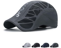 Mesh Flat Cap - Ademende sportpet - Zonnehoed Heren - Baseballpet - Heren Pet - Sneldrogend - Verstelbaar - Sportieve Zonnekleppen - Ademend & Luchtig - Zonnecap - Platte Pet - Zonnepet - UV-bescherming - Strandhoed - Zomer & Outdoor - Donkergrijs