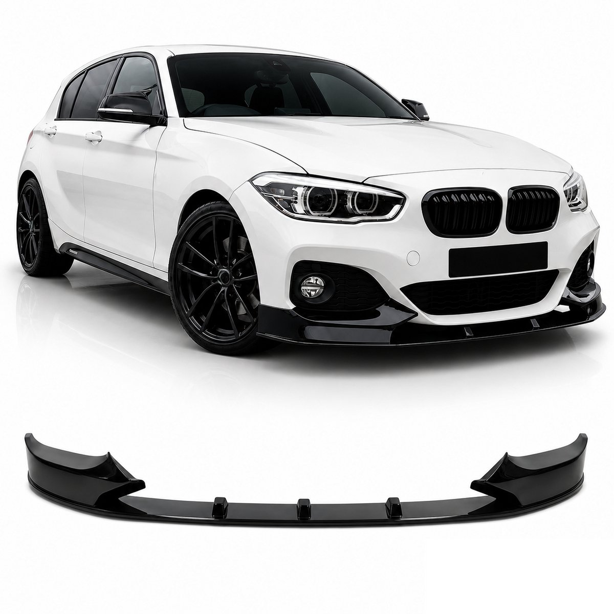 Front Lip Geschikt voor BMW 1 Serie F20 F21 Facelift 2015-2019 – Hoogglans Zwart