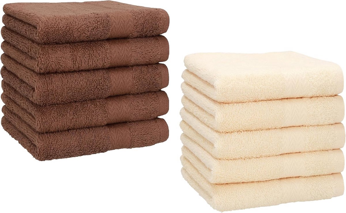 Betz 10 pieces soap wipes premium 100% cotton soap set 30x30cm color nut brown and beige