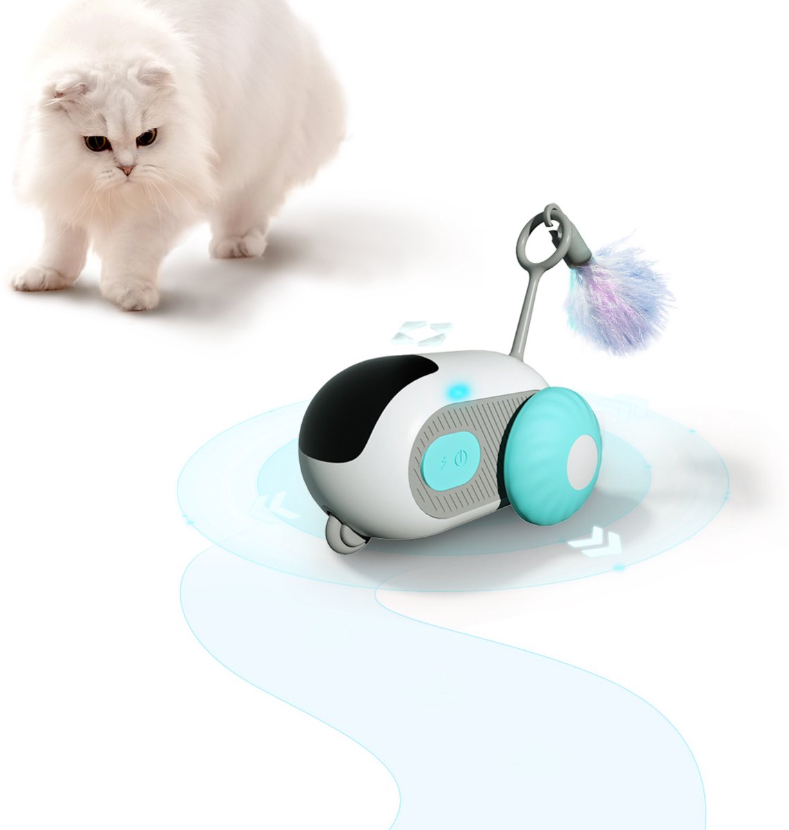 EcoPawPaw Interactief Elektrisch Kattenspeeltje met Afstandsbediening – USB Oplaadbaar Slim Katten Speelgoed met Obstakeldetectie
