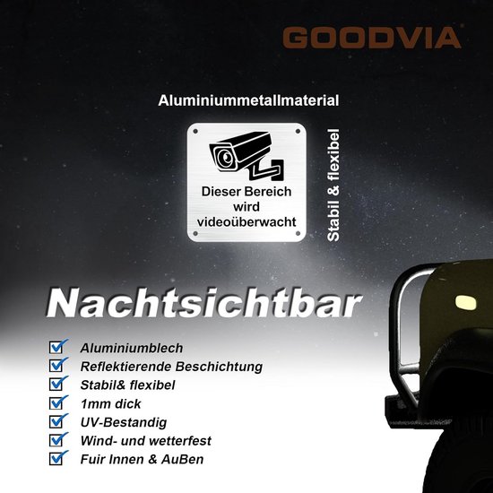 Videobewaking Bord Aluminium Met Camera Pictogram - Set van 2 Waarschuwingsstickers — afbeelding 4