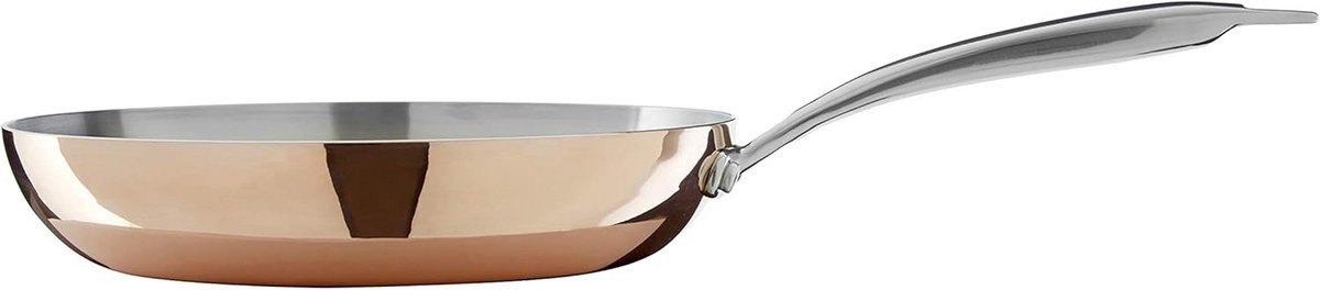 Grote Koekenpan met Koperen Afwerking en RVS Handvat, 44 cm