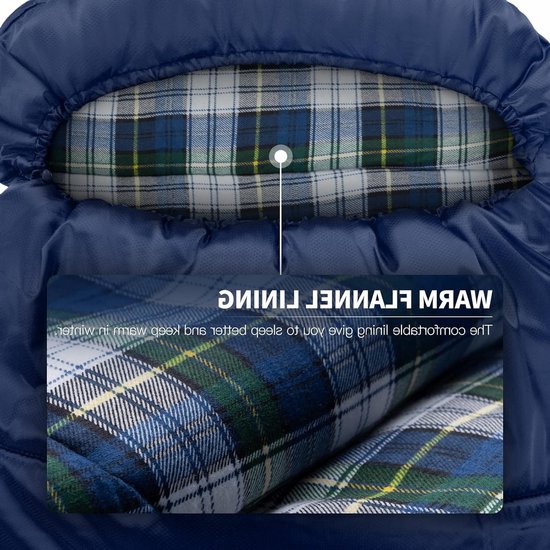 Slaapzak voor 3-4 seizoenen, -5°C flanel en 20°C polyester, waterdicht en warm voor kamperen, binnen en buiten gebruik. — afbeelding 2