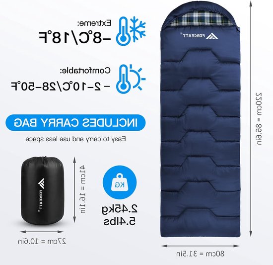 Slaapzak voor 3-4 seizoenen, -5°C flanel en 20°C polyester, waterdicht en warm voor kamperen, binnen en buiten gebruik. — afbeelding 3